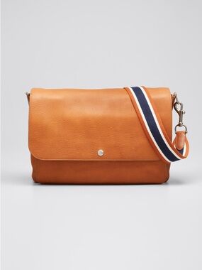 SHINOLA Men's Canfield Leather Relaxed Messenger Bag with webbed strap